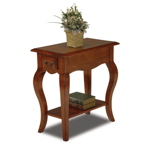 Leick Furniture Wood Chairside End Table in Brown Cherry Finish