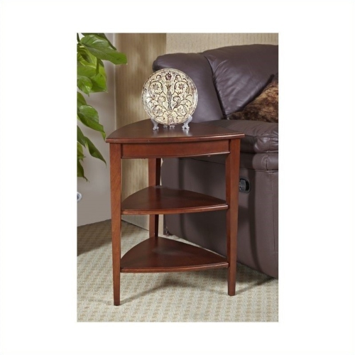 LEICK FURNITURE  Shield Tier Wood Corner Table In Bronze