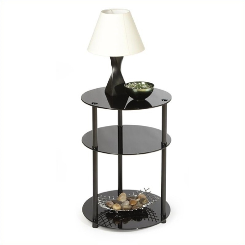 CONVENIENCE CONCEPTS  Designs2Go Classic Glass 3 Tier Round Accent Table In Black