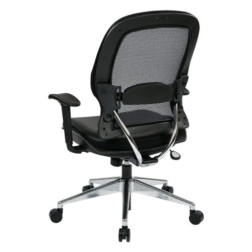 Air Grid Black Back Office Chair with Bonded Leather Seat