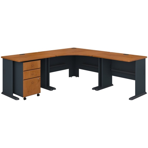 Series A 84W x 84D Corner Desk with Mobile File in Cherry - Engineered ...