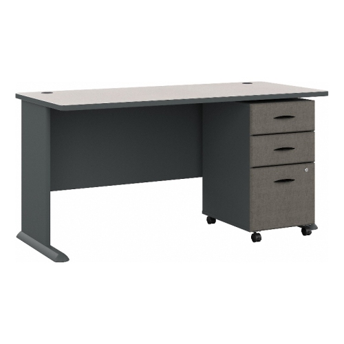 Series A 60" Desk with Mobile File Cabinet in Slate - Engineered Wood