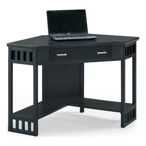 Leick Furniture Corner Computer Wood Desk in Black