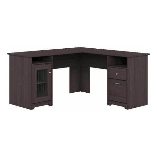 Cabot L Desk with storage in Heather Gray - Engineered Wood