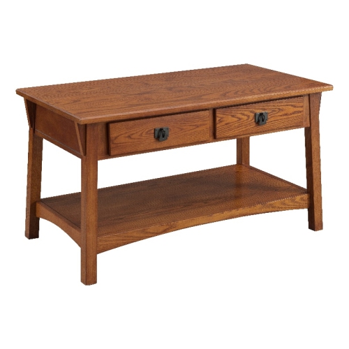 Leick Furniture Mission Two Drawer Storage Wood Coffee Table in Russet