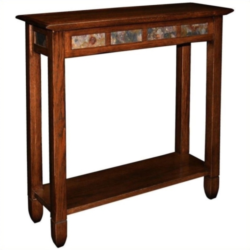 LEICK FURNITURE  Rustic Slate Hall Wood Stand In Oak Finish