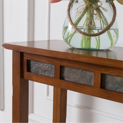 Leick Furniture Rustic Slate Hall Wood Stand in Oak Finish