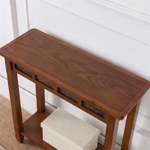 Leick Furniture Rustic Slate Hall Wood Stand in Oak Finish