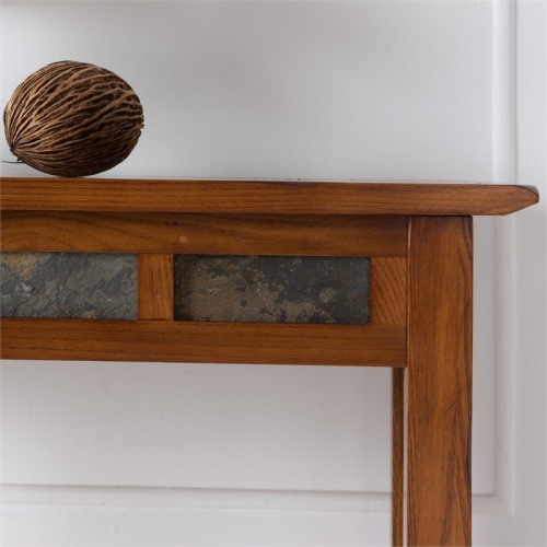 Leick Furniture Rustic Slate Hall Wood Stand in Oak Finish