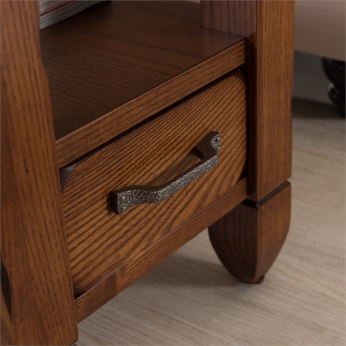 Leick Furniture Slatestone Chairside Wood End Table in a Rustic Oak Finish