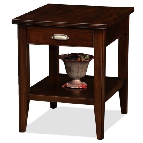 Leick Furniture Laurent Solid Wood Square End Table in Chocolate Cherry