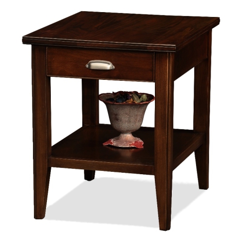 Leick Furniture Laurent Solid Wood Square End Table in Chocolate Cherry