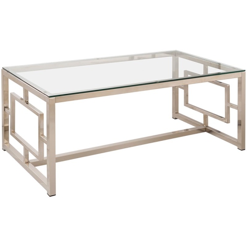 Coaster Cairns Geometric Glass Top Coffee Table in Nickel Best