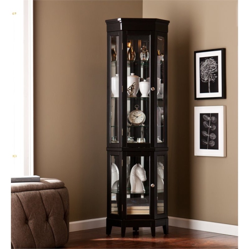 SEI Furniture Essex Corner Curio in Black