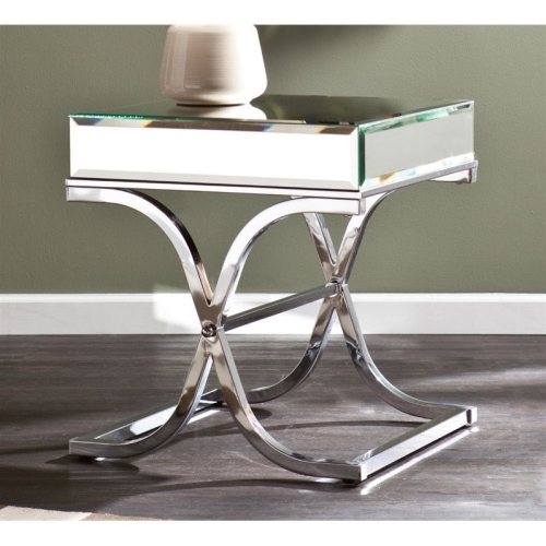 SOUTHERN ENTERPRISES  Sei Furniture Ava Mirrored End Table In Chrome
