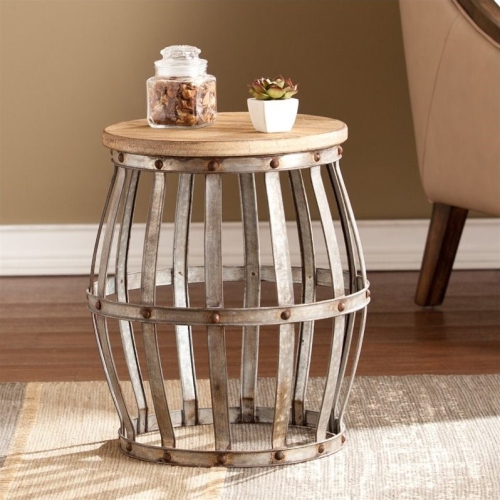 SOUTHERN ENTERPRISES  Sei Furniture Mencino Accent Table In Weathered Fir And In Silver