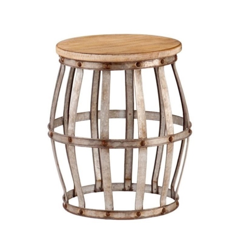 SEI Furniture Mencino Accent Table in Weathered Fir and Silver