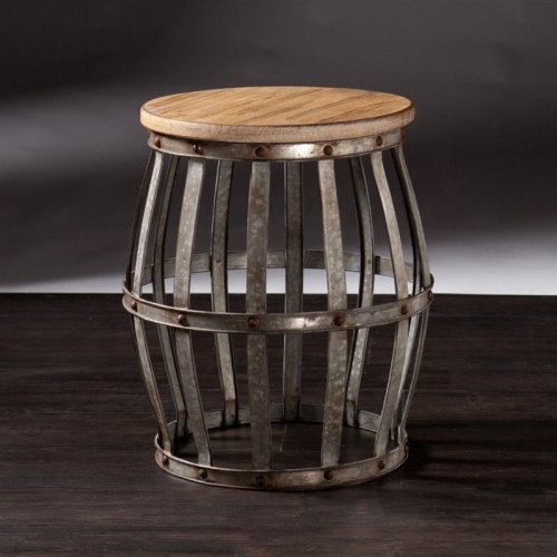 SEI Furniture Mencino Accent Table in Weathered Fir and Silver
