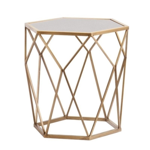 SEI Furniture Joelle Geometric Accent End Table in Gold