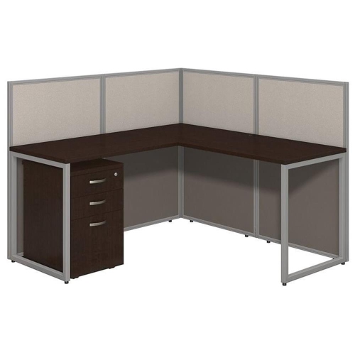 Bush Business Furniture Easy Office 3 Drawer L Computer Desk in Mocha Cherry