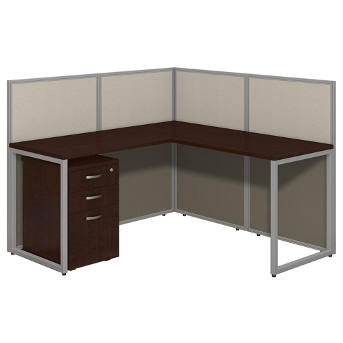 Bush Business Furniture Easy Office 3 Drawer L Computer Desk in Mocha Cherry