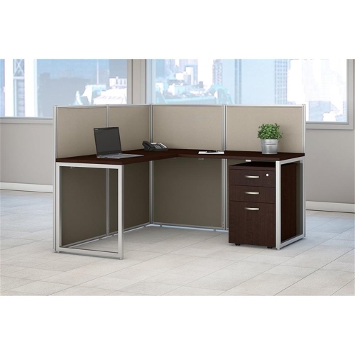 Bush Business Furniture Easy Office 3 Drawer L Computer Desk in Mocha Cherry