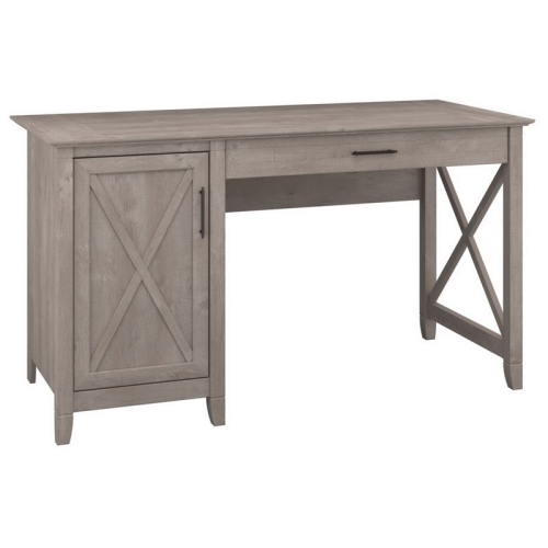 BUSH  Key West 54W Computer Desk With Storage In Washed - Engineered Wood In Gray 