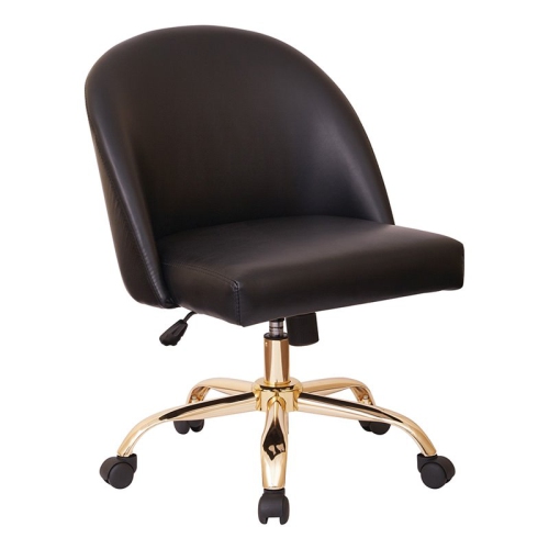 OFFICE STAR  Layton Mid Back Office Chair In Pu With Gold Finish Base In Black