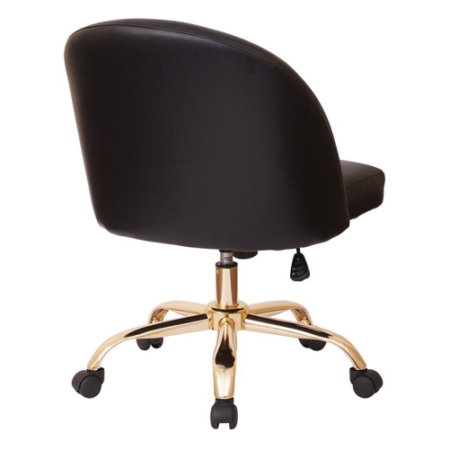 Layton Mid Back Office Chair in Black PU with Gold Finish Base