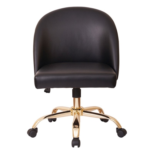 Layton Mid Back Office Chair in Black PU with Gold Finish Base