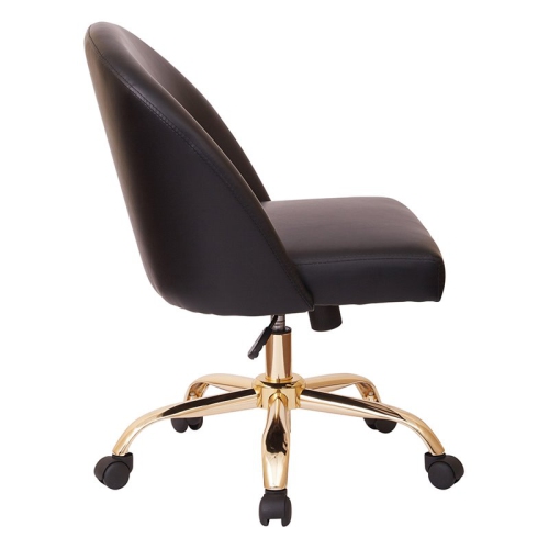 Layton Mid Back Office Chair in Black PU with Gold Finish Base