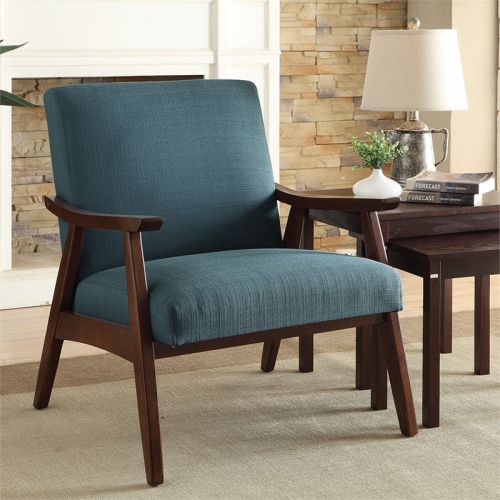 OFFICE STAR  Davis Chair In Klein Sea Fabric With Medium Espresso Frame In Blue