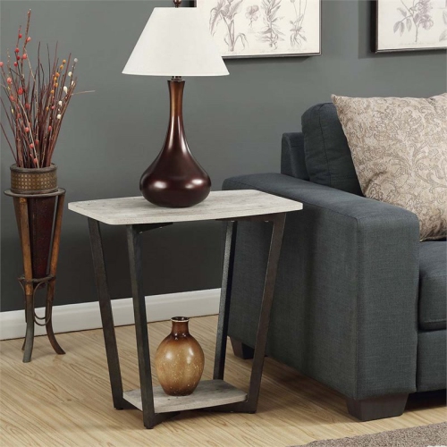 CONVENIENCE CONCEPTS  Stone End Table In Faux Birch Wood Finish In Gray
