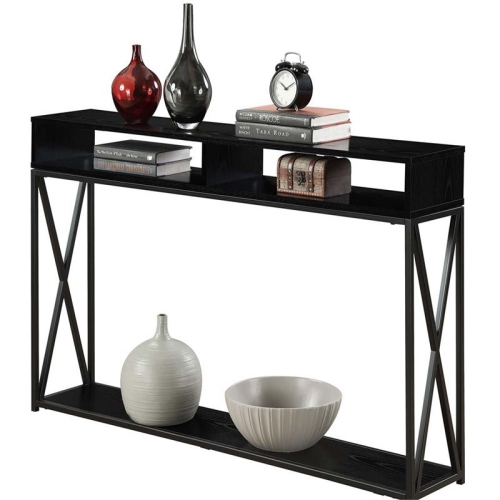 Convenience Concepts Tucson Deluxe Two-Tier Console Table in Black ...