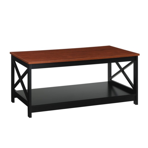 Oxford Coffee Table with Shelf in Cherry and Black Wood Finish