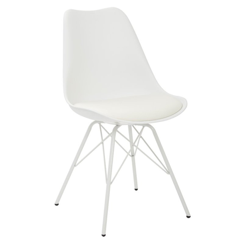 OFFICE STAR Emerson White Side Chair With 4 Leg Base I was happy to have found a white wheelie chair that didn’t break the bank, however the chair we received (and the sku on the box with correct picture) matched the sky on my order