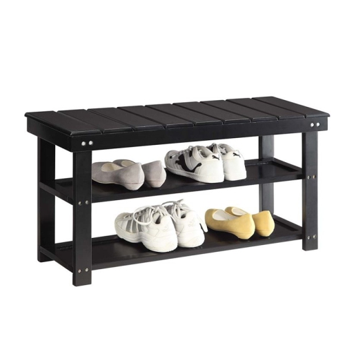 Convenience Concepts Oxford Utility Mudroom Entryway Bench in Black Wood Finish