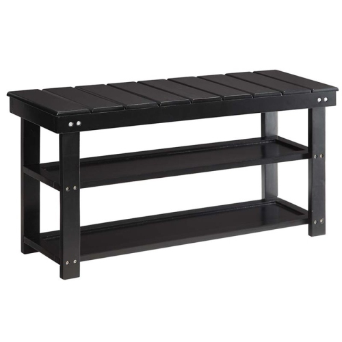 Convenience Concepts Oxford Utility Mudroom Entryway Bench in Black Wood Finish