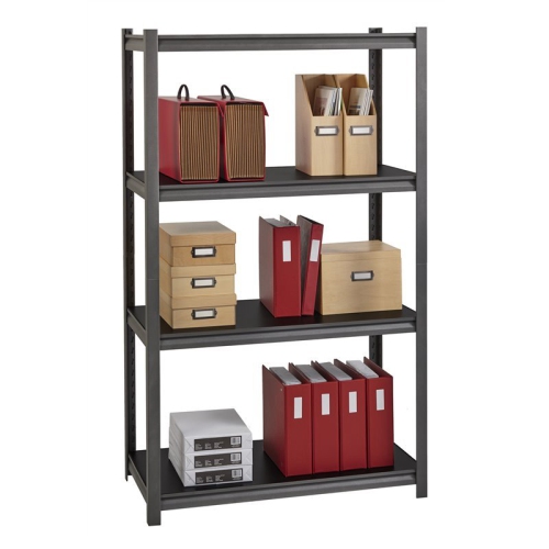 HIRSH INDUSTRIES LLC  3200 Riveted Metal Shelving 4-Shelf Unit 18Dx36Wx60H Gunmetal Gray/black