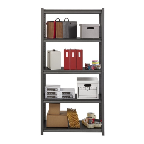 Hirsh 3200 Riveted Metal Shelving 5-Shelf Unit 18Dx36Wx72H Gunmetal Gray/Black