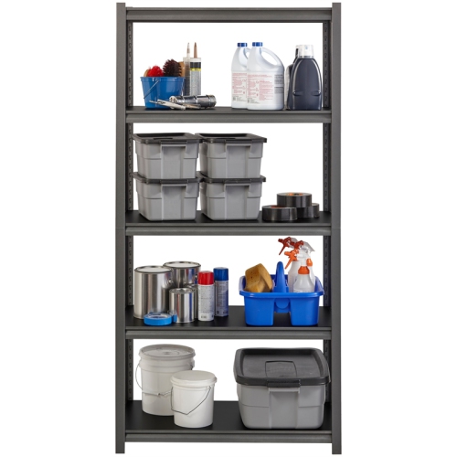 Hirsh 3200 Riveted Metal Shelving 5-Shelf Unit 18Dx36Wx72H Gunmetal Gray/Black