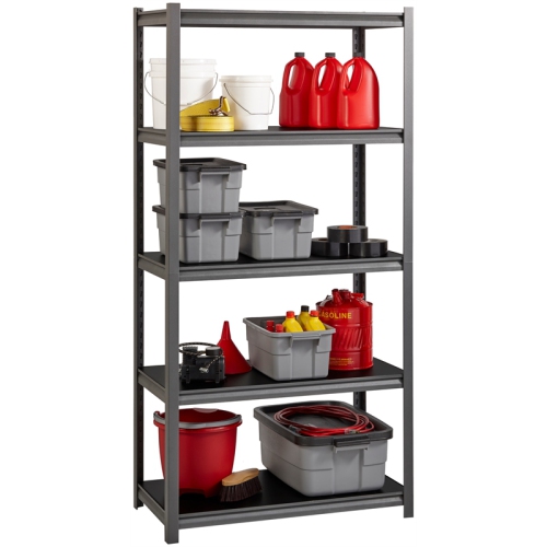 Hirsh 3200 Riveted Metal Shelving 5-Shelf Unit 18Dx36Wx72H Gunmetal Gray/Black