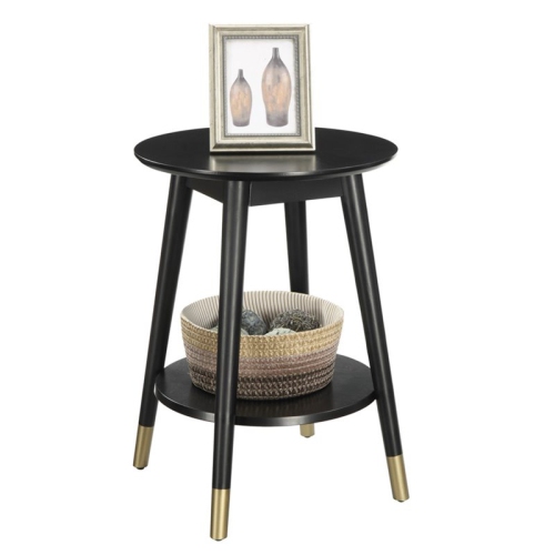 Convenience Concepts Wilson Mid-Century Round End Table in Black Wood Finish