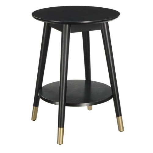 Convenience Concepts Wilson Mid-Century Round End Table in Black Wood Finish