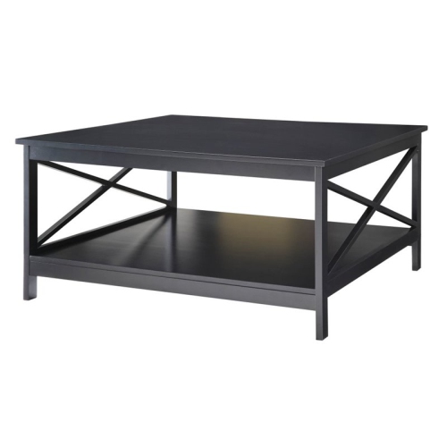 Convenience Concepts Oxford 36" Square Coffee Table in Black Wood Finish