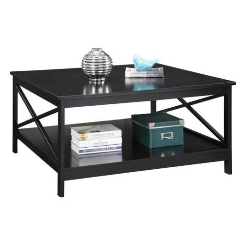 Convenience Concepts Oxford 36" Square Coffee Table in Black Wood Finish