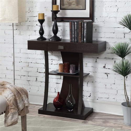 Convenience Concepts Newport Harri Console Table in Espresso Wood Finish