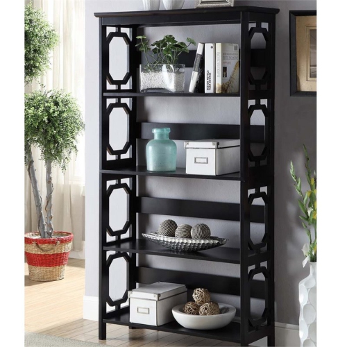 Convenience Concepts Omega Four-Shelf Bookcase in Black Wood Finish