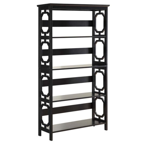 Convenience Concepts Omega Four-Shelf Bookcase in Black Wood Finish