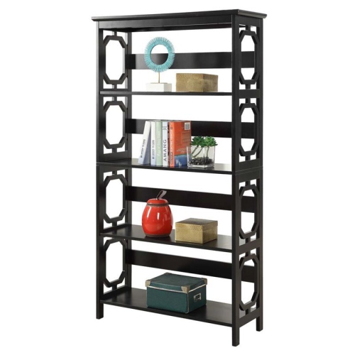 Convenience Concepts Omega Four-Shelf Bookcase in Black Wood Finish